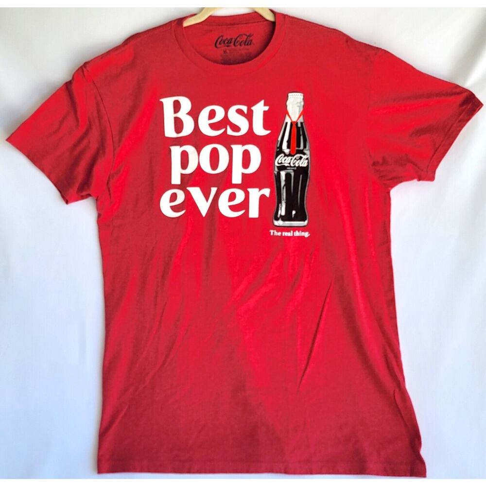 Coca-Cola "Best Pop Ever" Mens XL Classic Red Tee Shirt Bottle Tie
